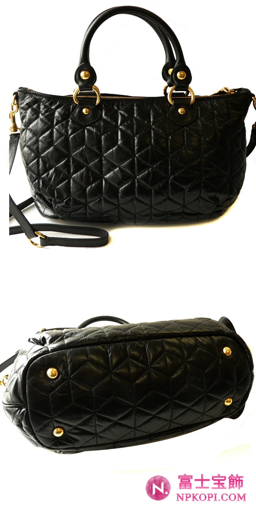 ミュウミュウ MIUMIU ショルダーストラップ付き2WAYハンドバッグ ナナメガケショルダー キルティングレザー ブラック(NERO) RT0449 NAPPA